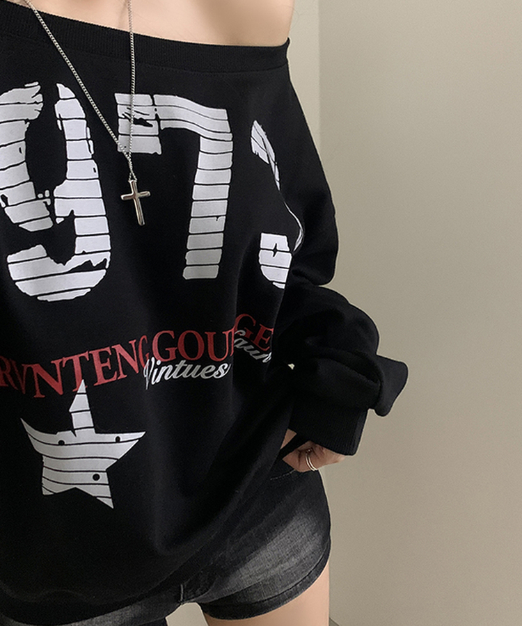 レタリングワンオフスウェット BLACK