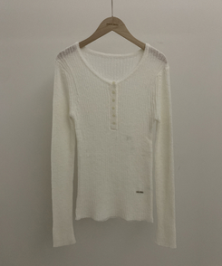 ウェーブウールスリムボタン長袖Tシャツ(6color)