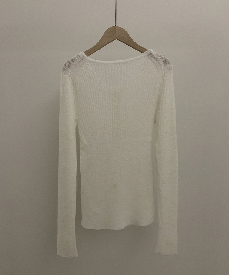 ウェーブウールスリムボタン長袖Tシャツ(6color)