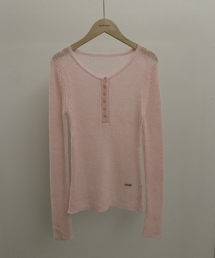 ウェーブウールスリムボタン長袖Tシャツ(6color)