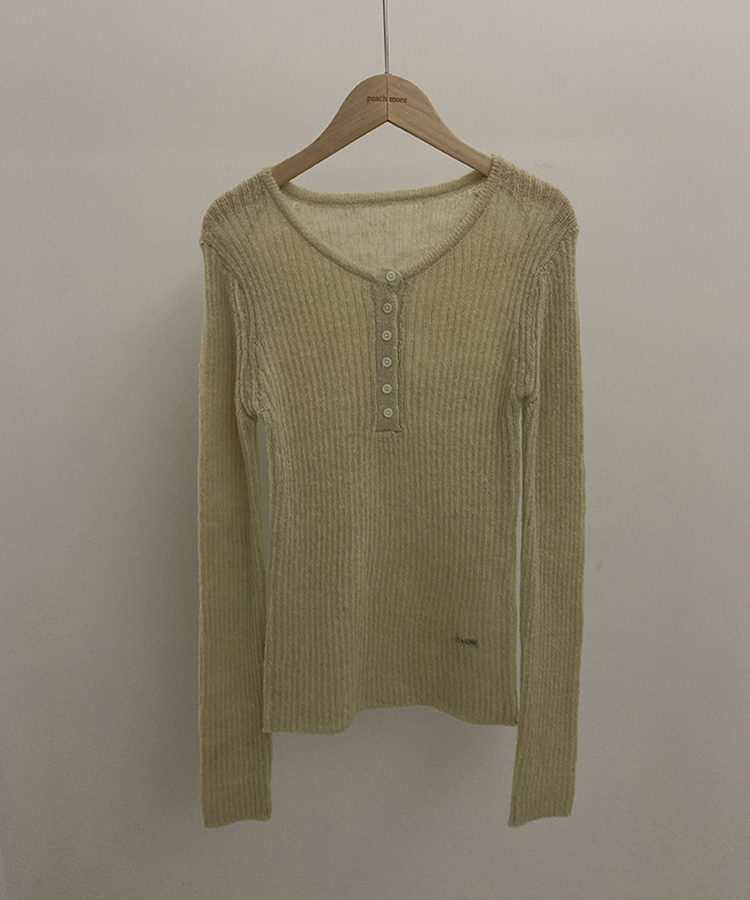 ウェーブウールスリムボタン長袖Tシャツ(6color)