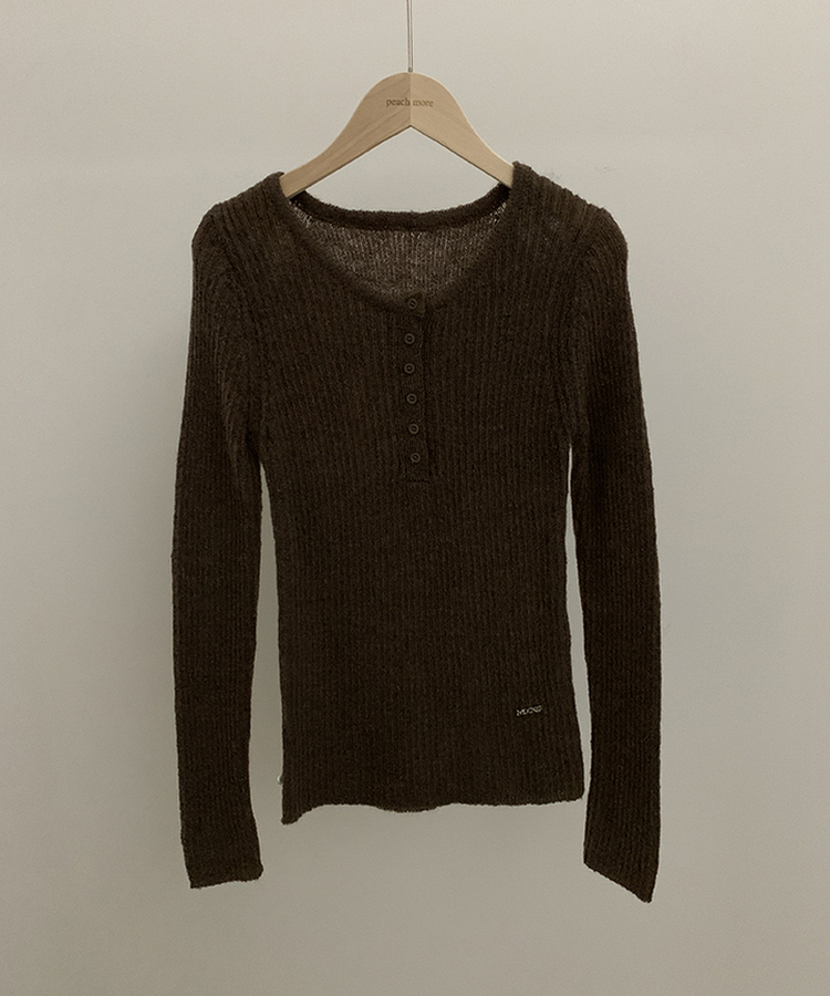 ウェーブウールスリムボタン長袖Tシャツ(6color)