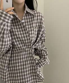 ペンダントルーズフィットチェックシャツ CHESTNUT BROWN