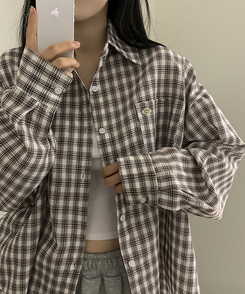 ペンダントルーズフィットチェックシャツ CHESTNUT BROWN