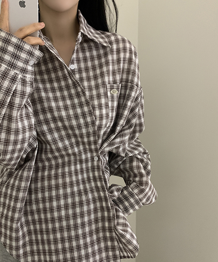 ペンダントルーズフィットチェックシャツ CHESTNUT BROWN