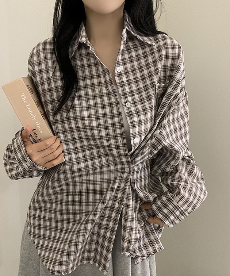 ペンダントルーズフィットチェックシャツ CHESTNUT BROWN