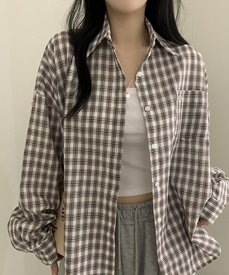 ペンダントルーズフィットチェックシャツ CHESTNUT BROWN