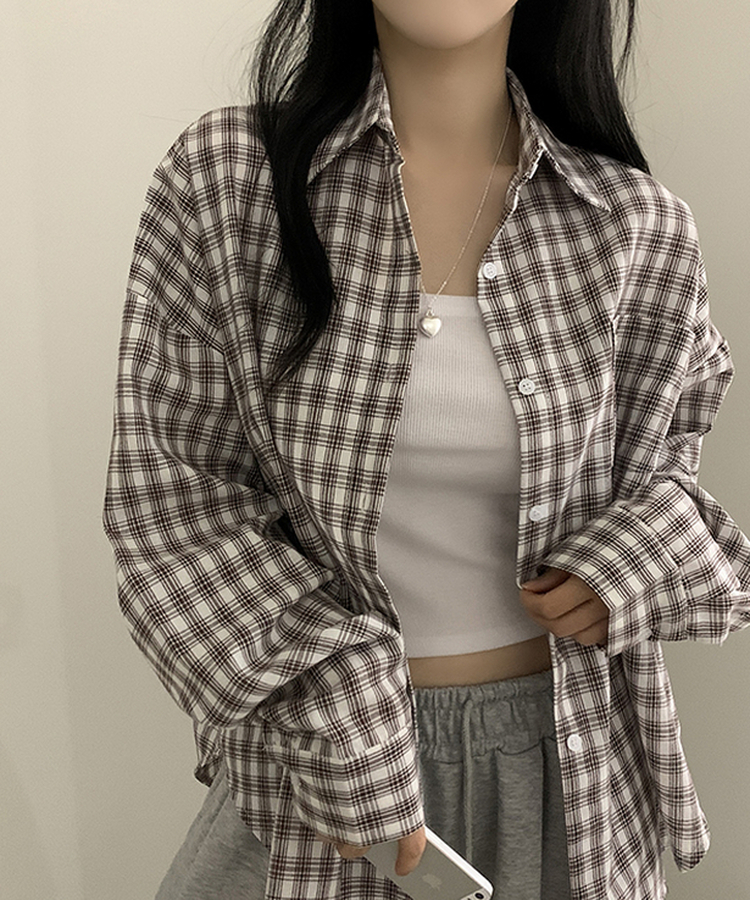 ペンダントルーズフィットチェックシャツ CHESTNUT BROWN