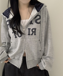 Y2Kスターレタリングジップアップパーカー MELANGE