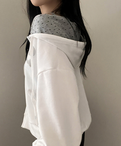 Y2Kスターレタリングジップアップパーカー IVORY