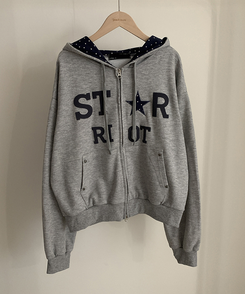 Y2Kスターレタリングジップアップパーカー