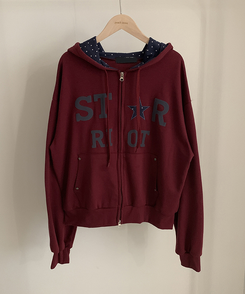 Y2Kスターレタリングジップアップパーカー