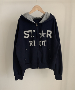 Y2Kスターレタリングジップアップパーカー