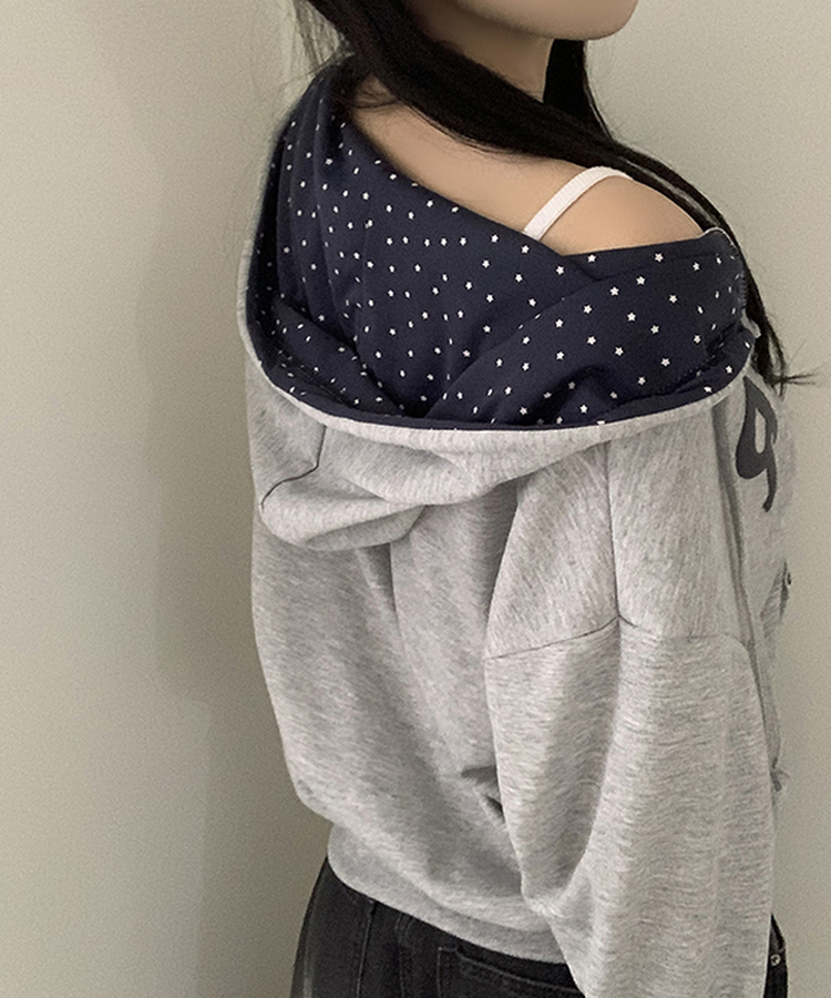 Y2Kスターレタリングジップアップパーカー MELANGE