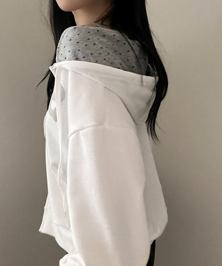 Y2Kスターレタリングジップアップパーカー IVORY