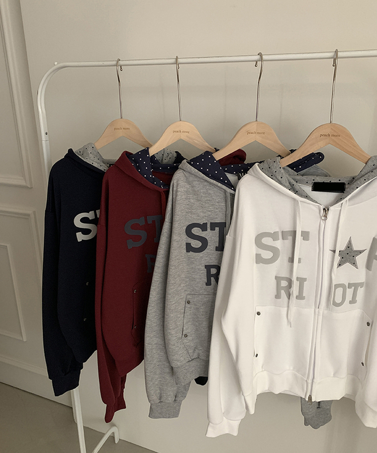 Y2Kスターレタリングジップアップパーカー