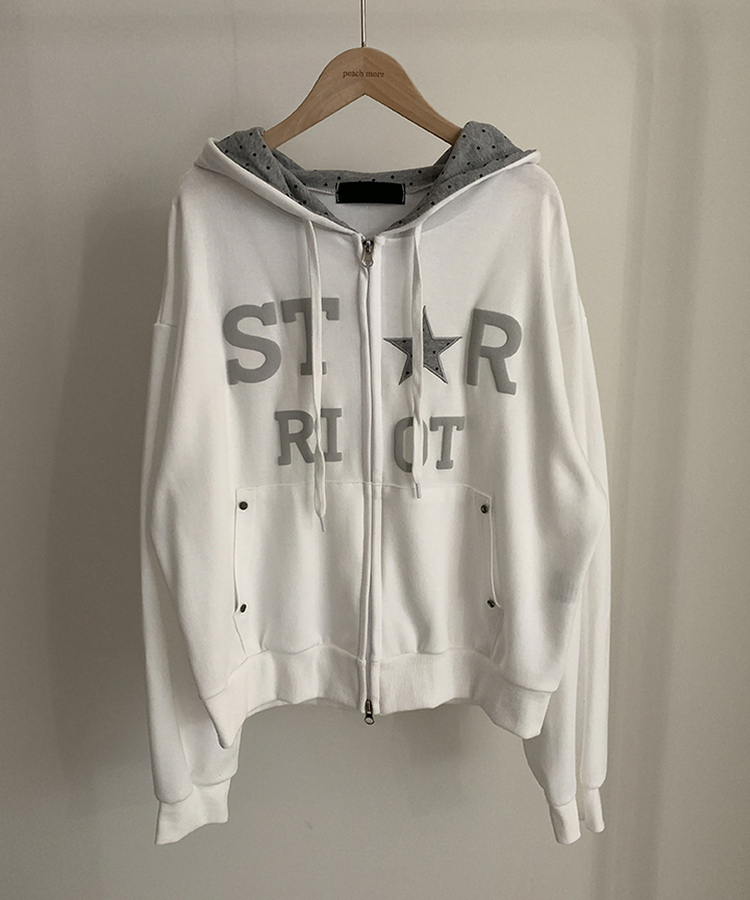 Y2Kスターレタリングジップアップパーカー