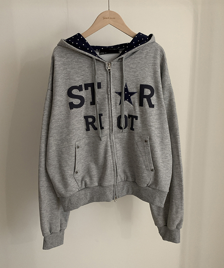 Y2Kスターレタリングジップアップパーカー