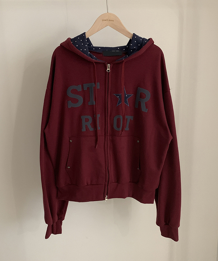 Y2Kスターレタリングジップアップパーカー