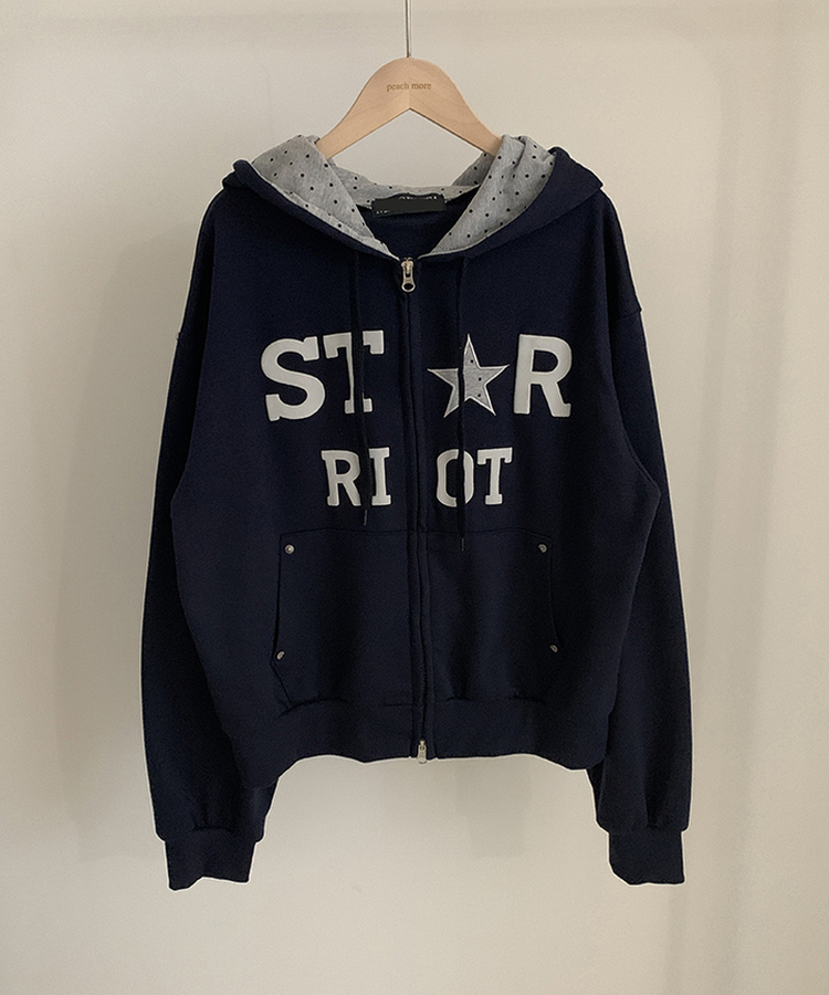 Y2Kスターレタリングジップアップパーカー