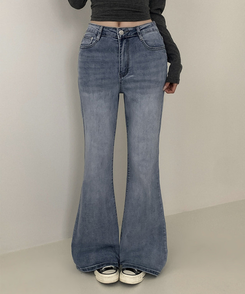 【丈別】ハイウエストセミブーツカットデニムパンツ(6color) LIGHT DENIM