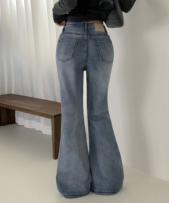 【丈別】ハイウエストセミブーツカットデニムパンツ(6color) LIGHT DENIM