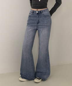 【丈別】ハイウエストセミブーツカットデニムパンツ(6color) LIGHT DENIM