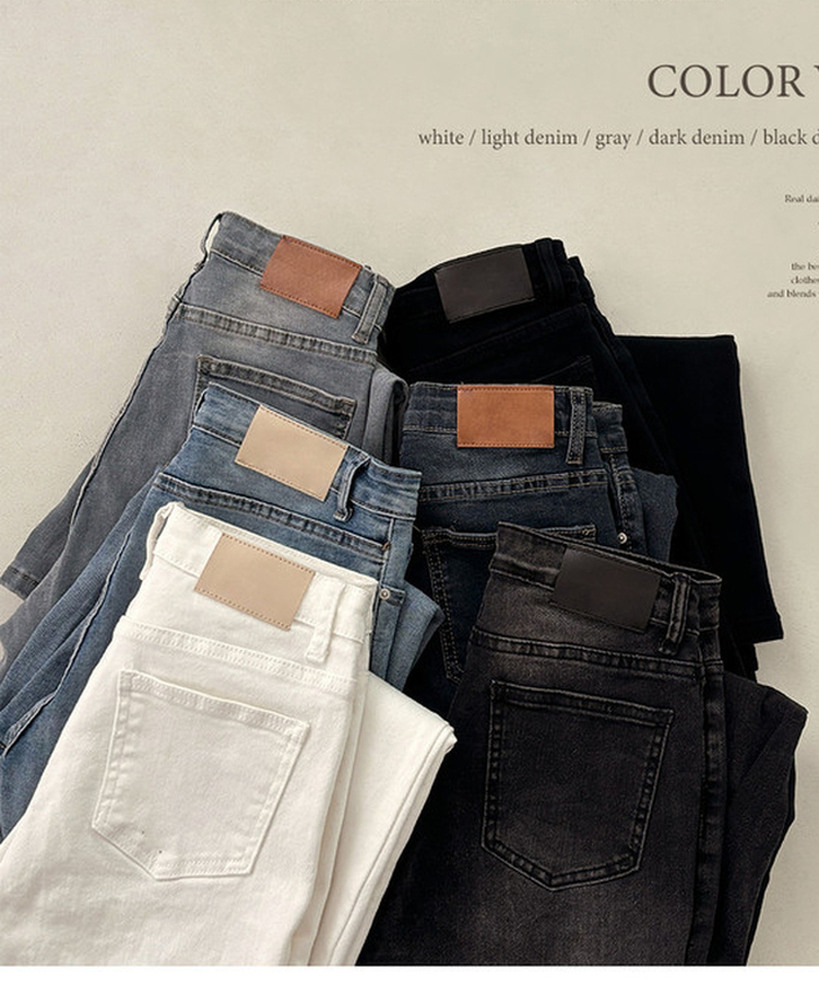 【丈別】ハイウエストセミブーツカットデニムパンツ(6color)