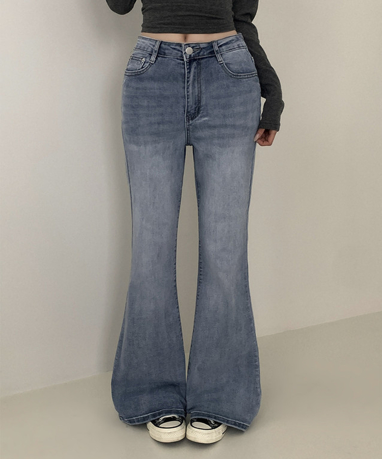 【丈別】ハイウエストセミブーツカットデニムパンツ(6color) LIGHT DENIM