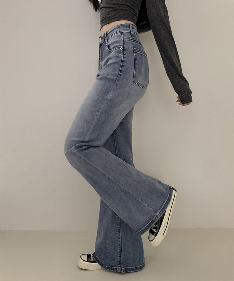 【丈別】ハイウエストセミブーツカットデニムパンツ(6color) LIGHT DENIM