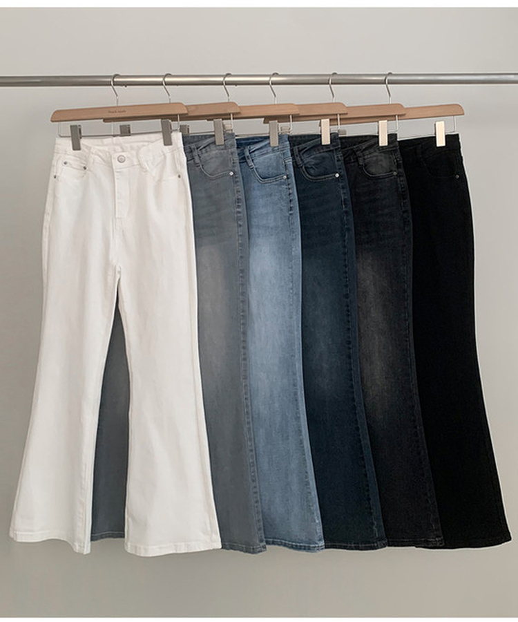 【丈別】ハイウエストセミブーツカットデニムパンツ(6color)