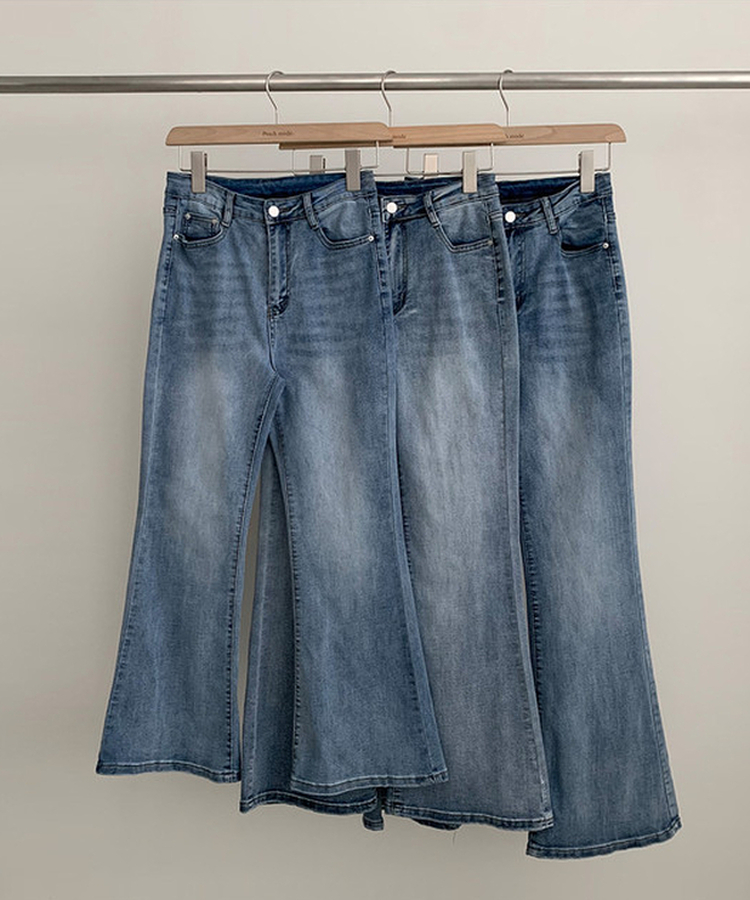 【丈別】ハイウエストセミブーツカットデニムパンツ(6color)