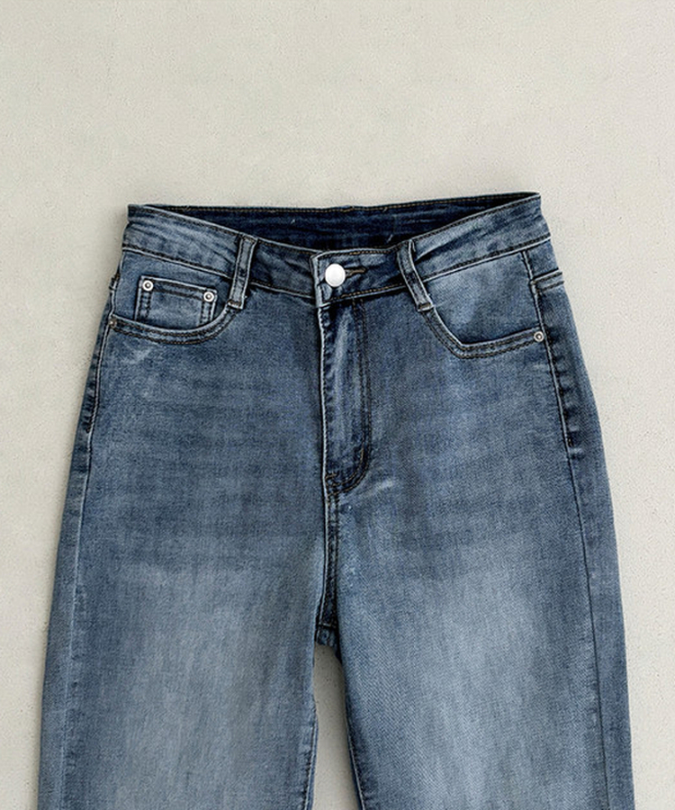 【丈別】ハイウエストセミブーツカットデニムパンツ(6color)