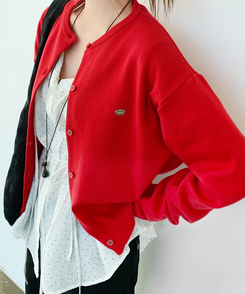 ペンデントラウンドカーディガン(10color) RED