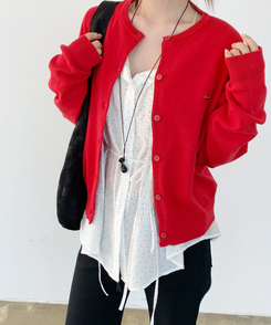 ペンデントラウンドカーディガン(10color) RED