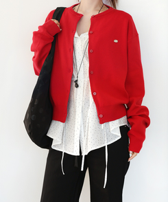 ペンデントラウンドカーディガン(10color) RED