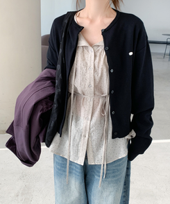 ペンデントラウンドカーディガン(10color) BLACK