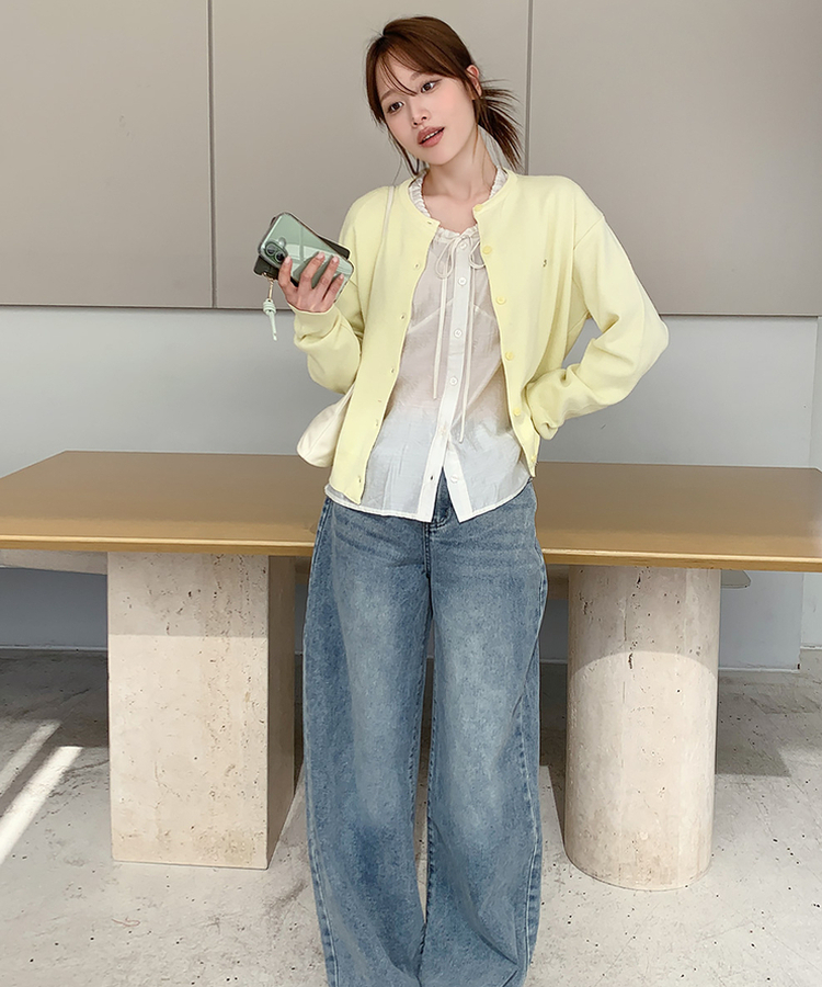 ペンデントラウンドカーディガン(10color) LEMON