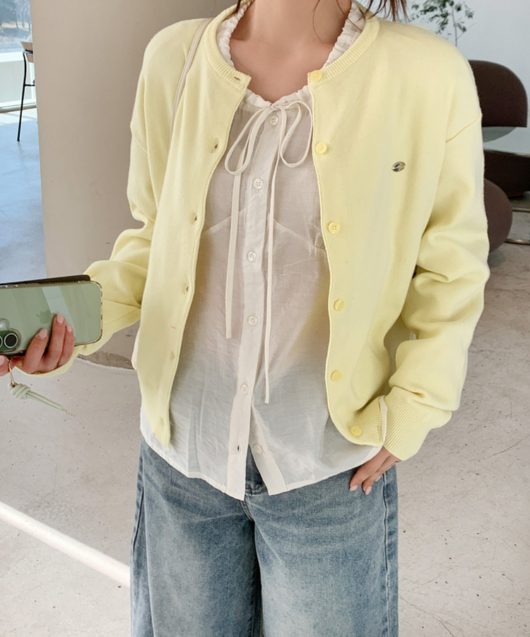 ペンデントラウンドカーディガン(10color) LEMON