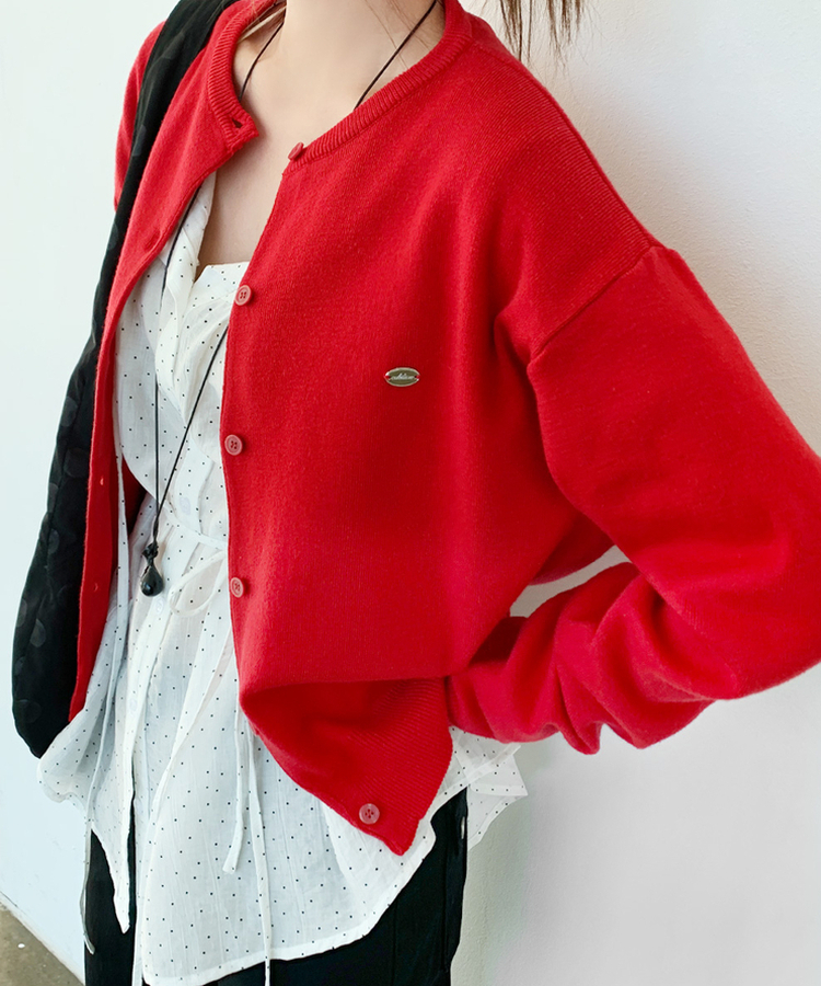 ペンデントラウンドカーディガン(10color) RED