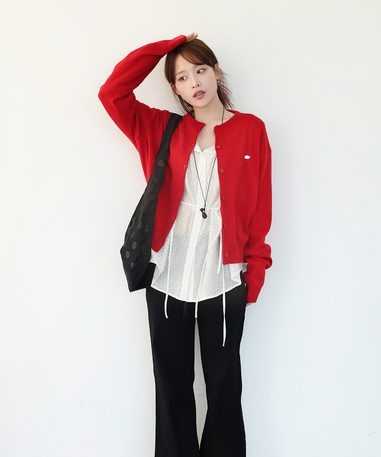 ペンデントラウンドカーディガン(10color) RED