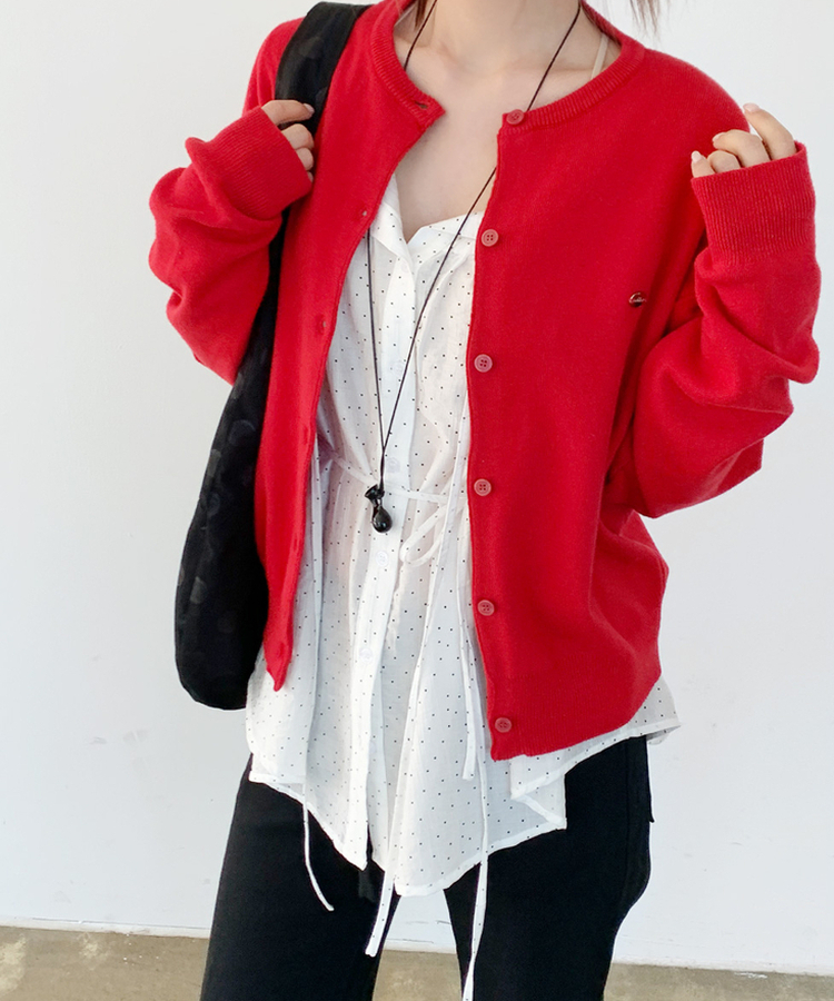 ペンデントラウンドカーディガン(10color) RED