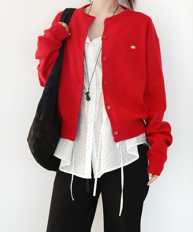 ペンデントラウンドカーディガン(10color) RED
