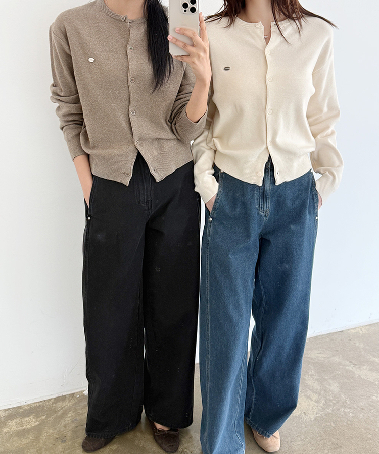 ペンデントラウンドカーディガン(10color) ASH-BEIGE