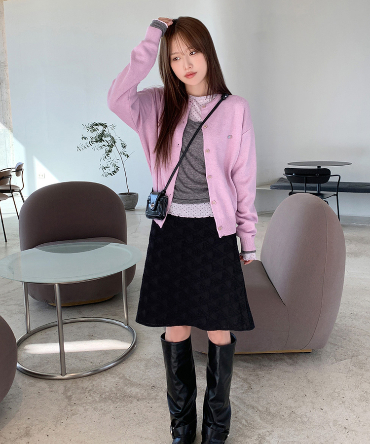 ペンデントラウンドカーディガン(10color) LAVENDER