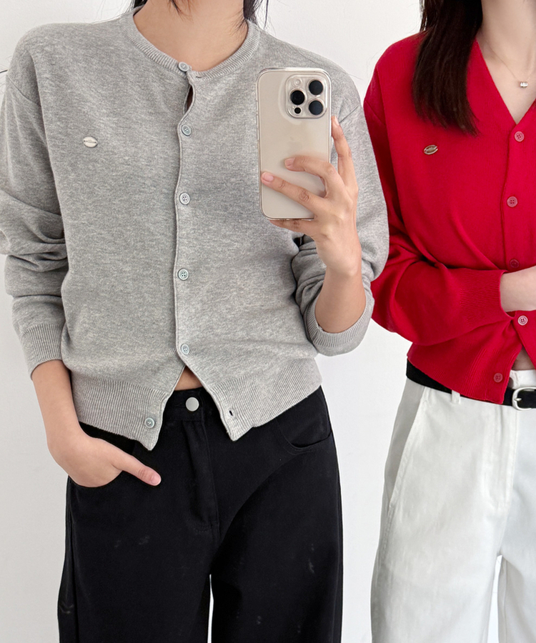 ペンデントラウンドカーディガン(10color) GREY