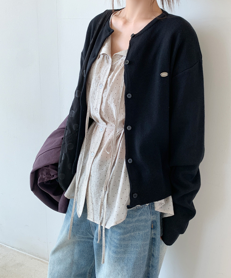 ペンデントラウンドカーディガン(10color) BLACK