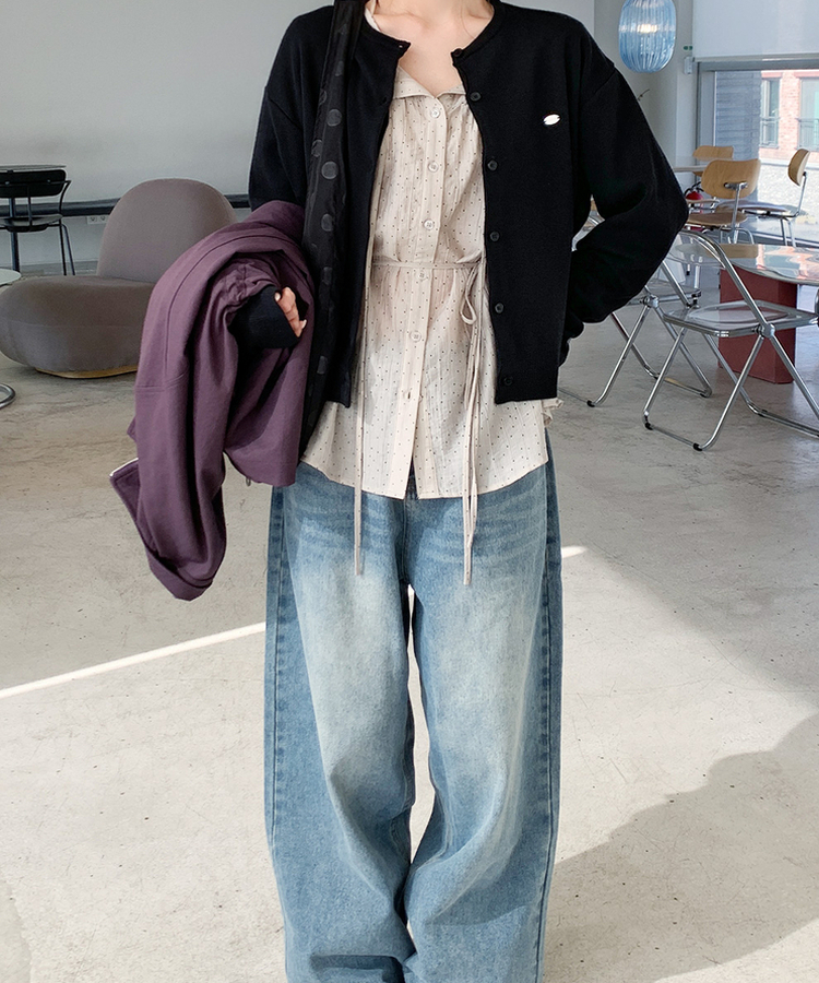 ペンデントラウンドカーディガン(10color) BLACK