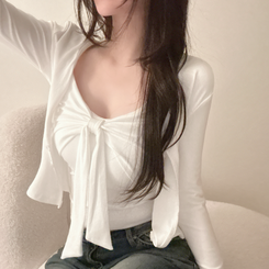 【SET】ビッグリボンキャミソール＋カーディガン WHITE