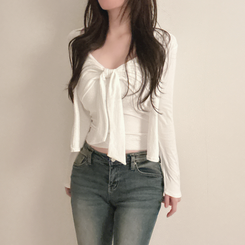 【SET】ビッグリボンキャミソール＋カーディガン WHITE